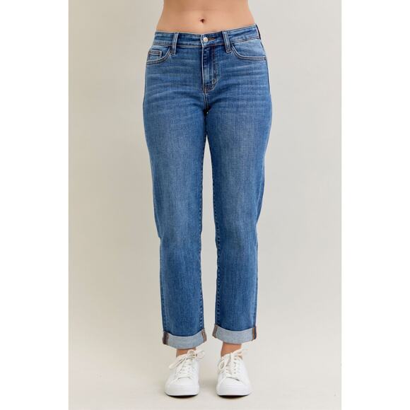 Judy Blue Denim - Judy Blue Mid Rise Boyfriend Classic Cuffed